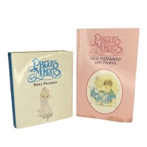 Precious Moments Miniature Tiny Books Pink Bible And Bible Promises Collectible